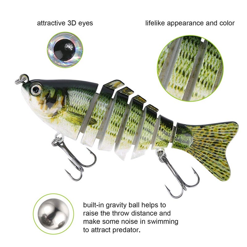 A AKRAF Lifelike Fishing Lures for Bass, Trout, Walleye, Predator Fish - Realistic Multi Jointed Fish Popper Swimbaits - Spinnerbaits Lure Fishing Tackle Kits - Freshwater and Saltwater Crankbaits - 3 Pack - Image 3